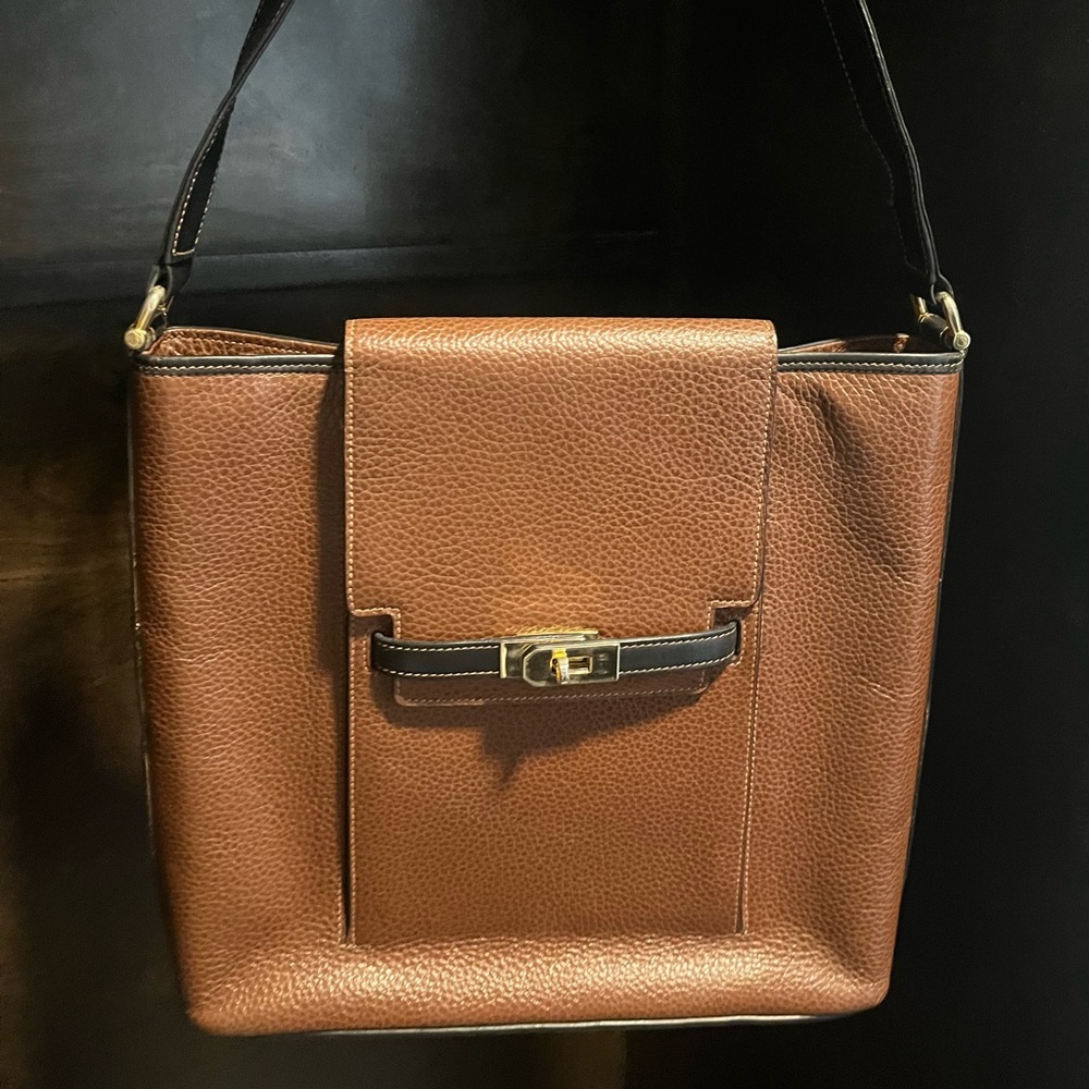 Bally Brown and Tan Leather Shoulder Bag